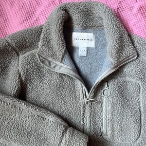 Mens The arrivals teddy bear zip up coat, gray fuzzy sweatshirt, warm jacket